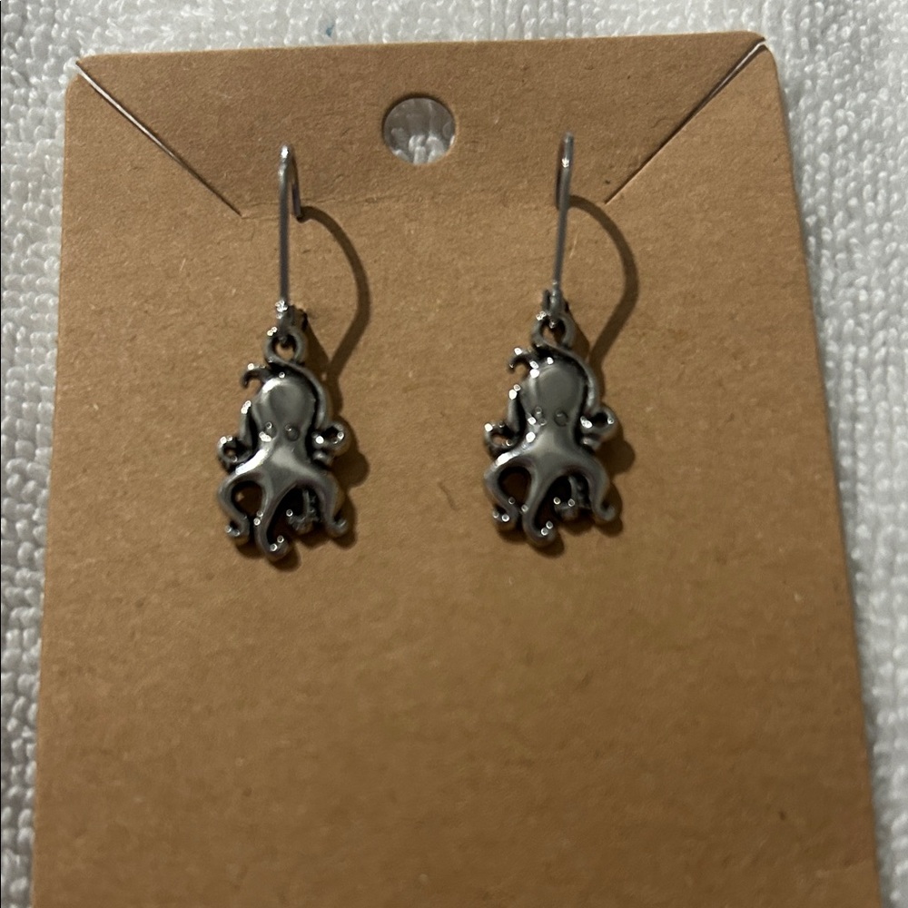 Source Unknown Silver Octopus Earrings